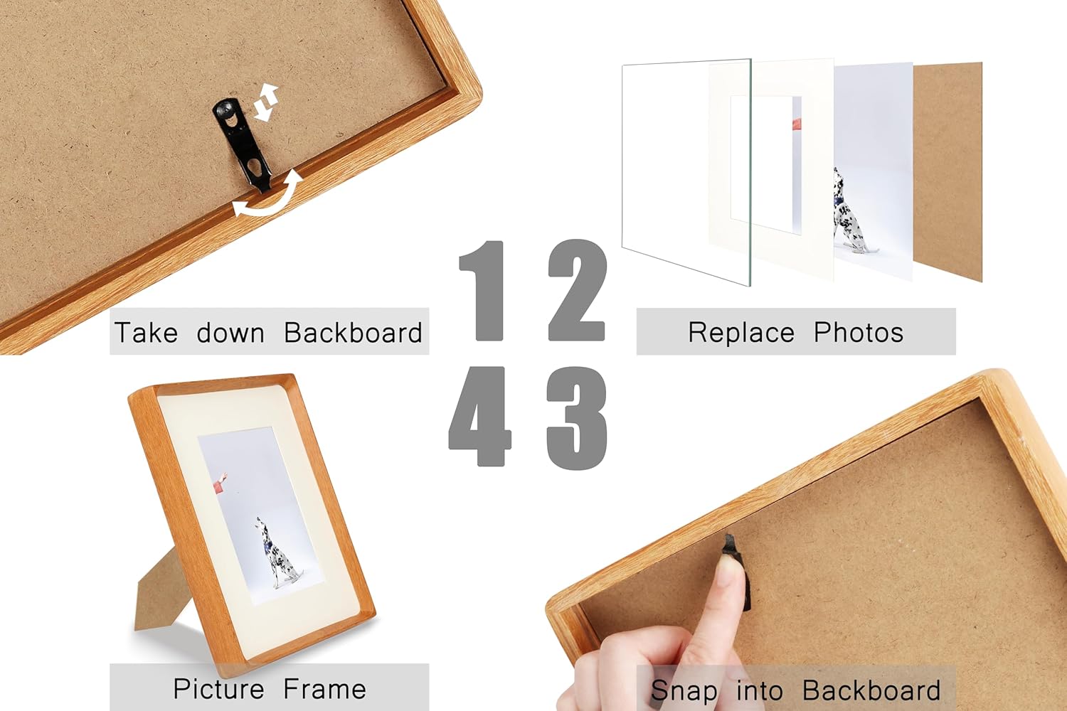 8x10 Picture Frame, Display Photos 5x7/6x8 with Mat or 8x10 without Mat, Made of Solid Natural Teak Wood with Real Glass Vertical Horizontal Standing for Desk Tabletop Wall Hanging Gallery - Image 8