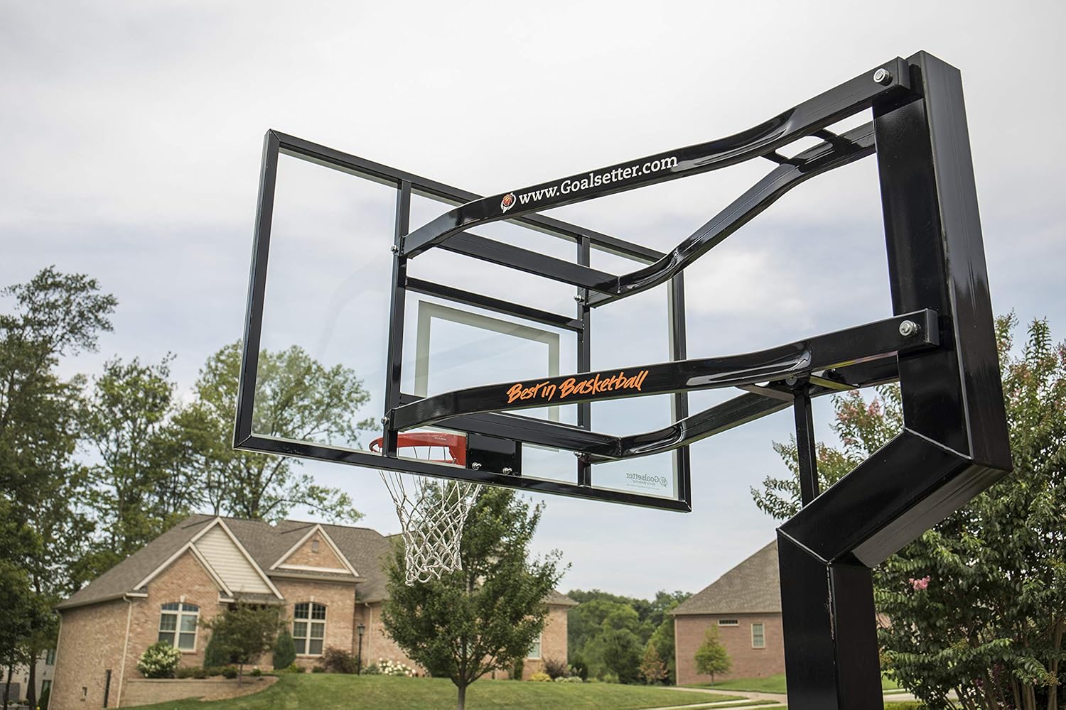 Adjustable In Ground Basketball System 60Inch Glass Backboard in