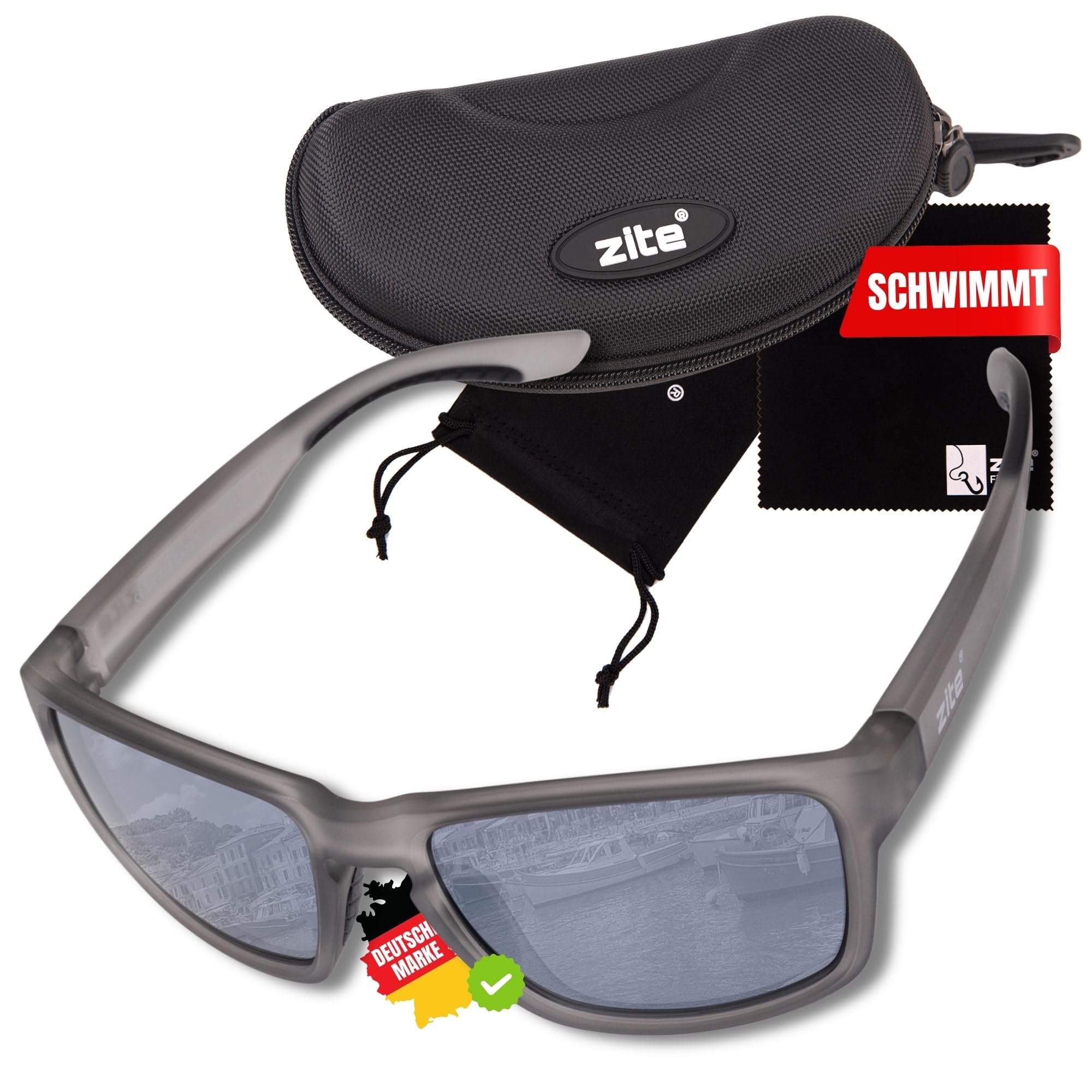 Zite Fishing Polarisationsbrille | Culo | Polbrille Angeln verspiegelt, UV400 & Schwimmfähig | Ultraleichte Angelbrille mit Hardcase & Tasche | Angelbrille polarisiert zum Angeln, Fishing Glasses - 3