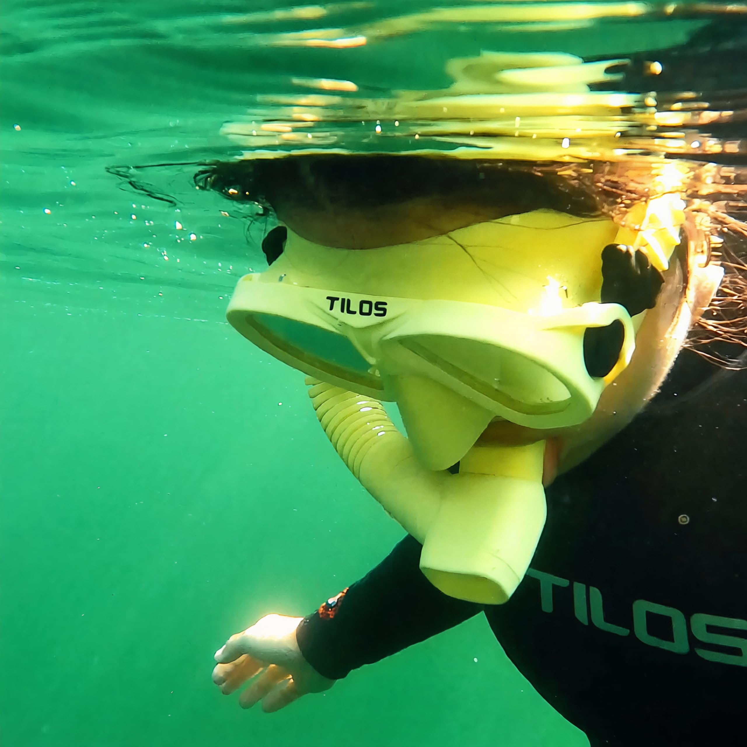 Tilos AquaStalk - Maschera subacquea e set da snorkeling semi-dry Hi-Flow 2 - Avventure in apnea senza cuciture