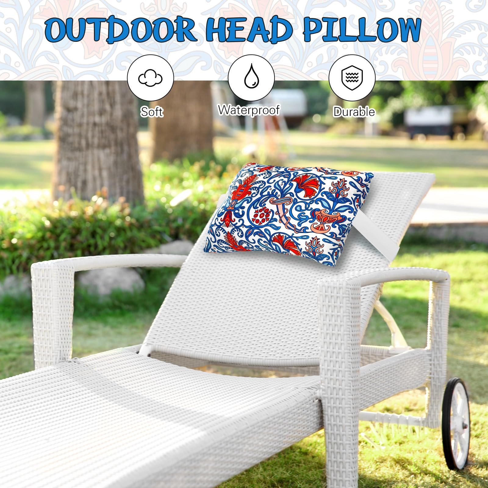 4x Wasserdichte Chaiselongue-Kissen Mit Gurt – Für Pool, Strand & Terrasse