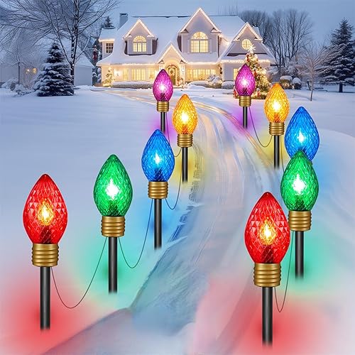 Miniatura 10 de Strawberry Jumbo C9 - Luces de camino de Navidad para exteriores, 8.5 pies, 5 luces LED Jumbo C9, bombilla multicolor gigante, luces de Navidad para