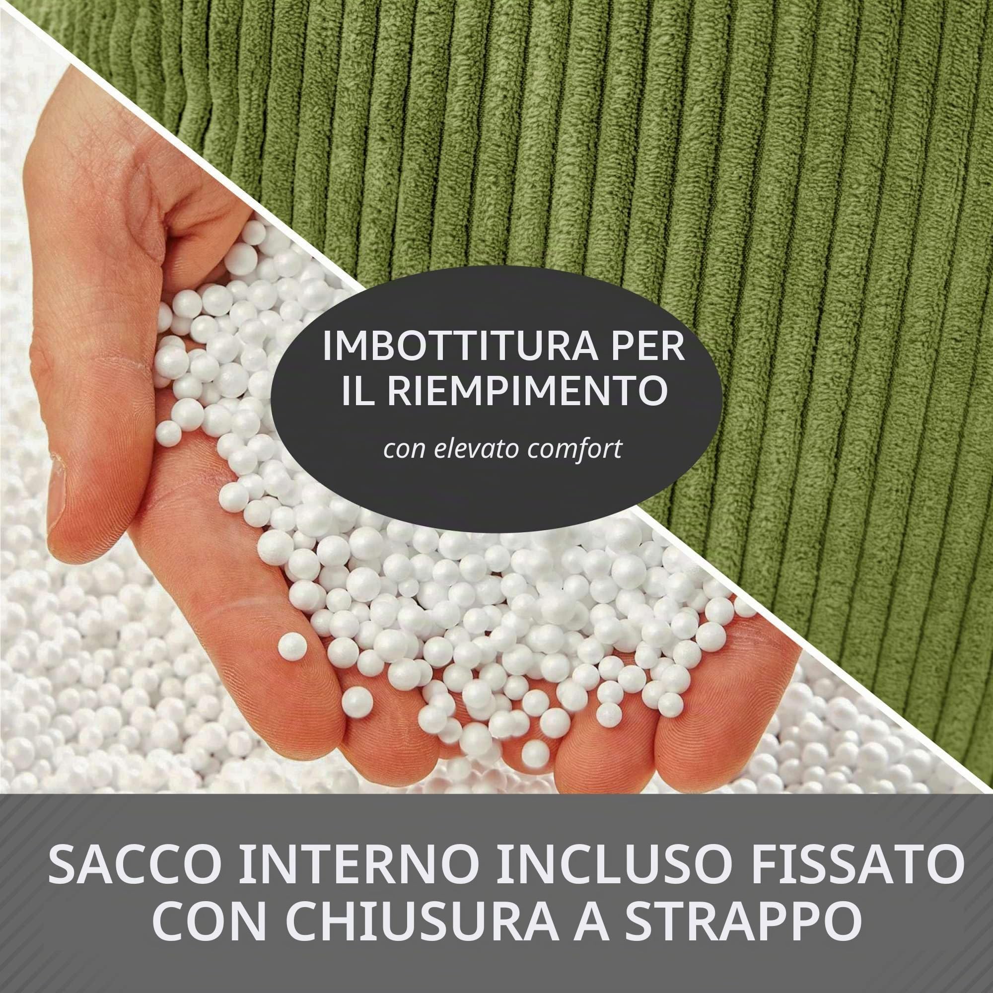 Green Bean© Beanbag con schienale 80x80x90cm - Sedia da gioco con imbottitura 230L in tessuto a coste - Cuscino da pavimento Bean Bag Lounge Chair Relax Poltrona Gamer Gaming Chair Verde