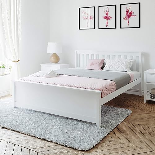 Miniatura 30 de Max & Lily - Cama individual, base de cama con cabecero para niños, listones, color blanco. Blanco,Azul,Arcilla,Natural,Nuez