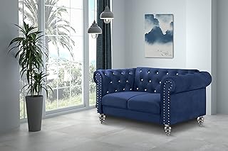 New Classic Furniture Glam Emma Velvet Two Seater Chesterfield Style Lov...