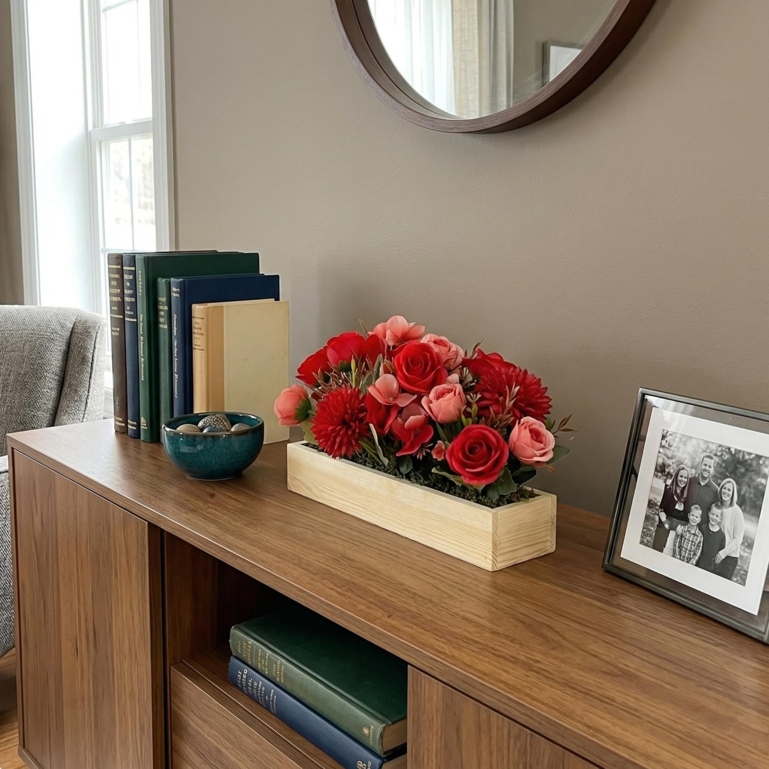 Red Flower Arrangement - Realistic Floral Decor -6