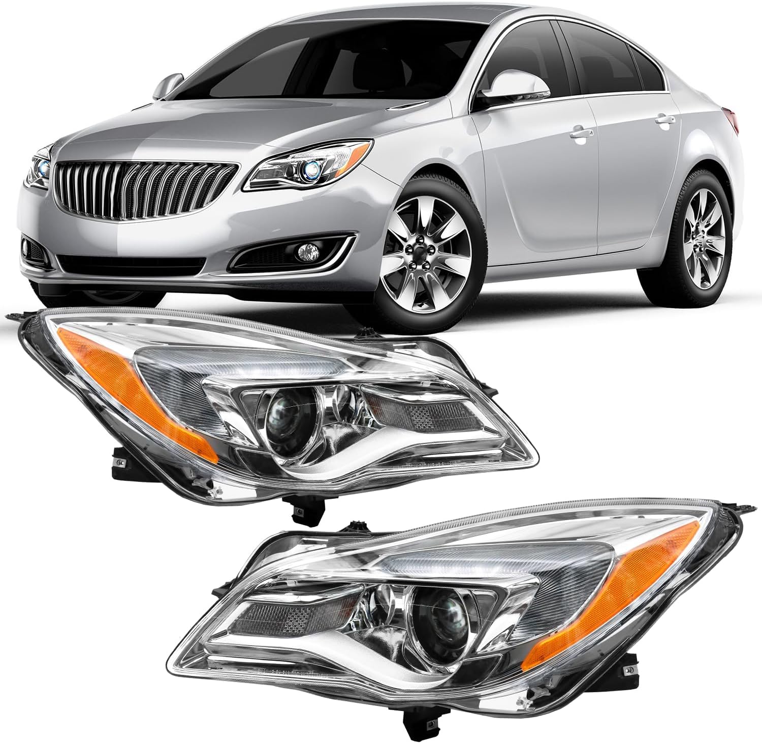 Sunhua Headlights Assembly Car Spare Parts Fit for 2014 2015 2016 2017 Buick Regal Sedan HID/Xenon, Factory Halogen Projector Headlamp Replacement