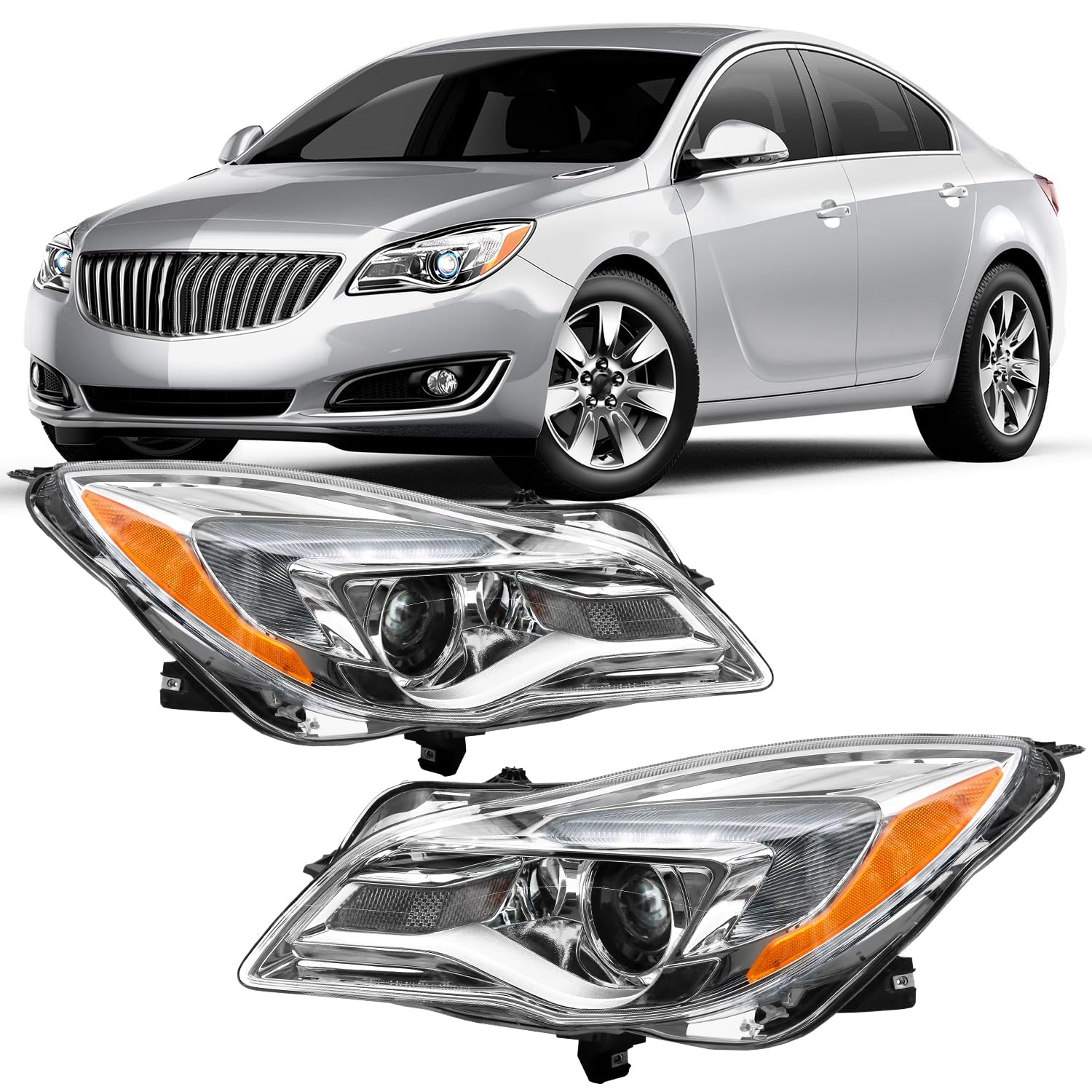 Sunhua Headlights Assembly Car Spare Parts Fit for 2014 2015 2016 2017 Buick Regal Sedan HID/Xenon, Factory Halogen Projector Headlamp Replacement