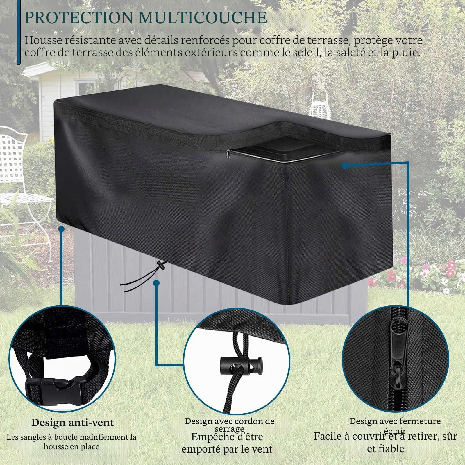 Schleuder Housse Coffre de Rangement Exterieur, Tissu Oxford 420D Bâche Coffre Rangement Jardin Exterieur, Housse Imperméable, Résistant à L'hiver, Résistant Aux UV