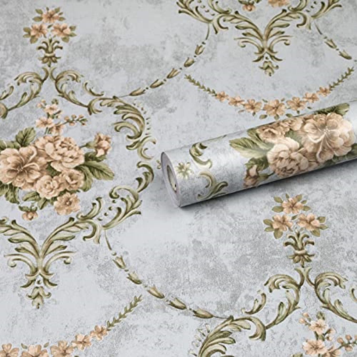 JAAMSO ROYALS Light Green Damask Vinyl Self Adhesive Peel and Stick Wallpaper for Wall Decor and Home Decor (100 CM X 45 CM) (B09DQ5J138) Amazon Price History, Amazon Price Tracker