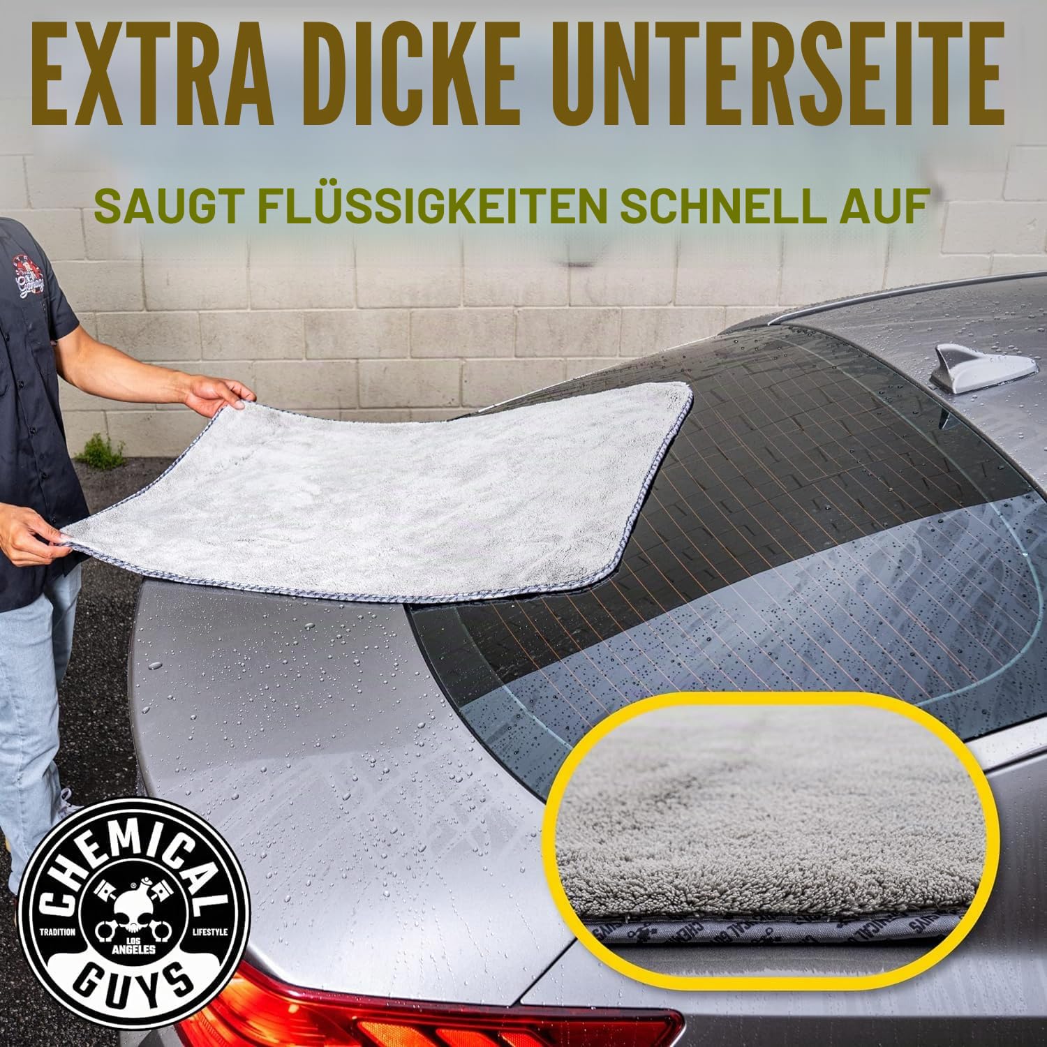 Chemical Guys Woolly Mammoth Mikrofaser Trockentuch 880g/m² Poliertuch Seidenband - Einfassung