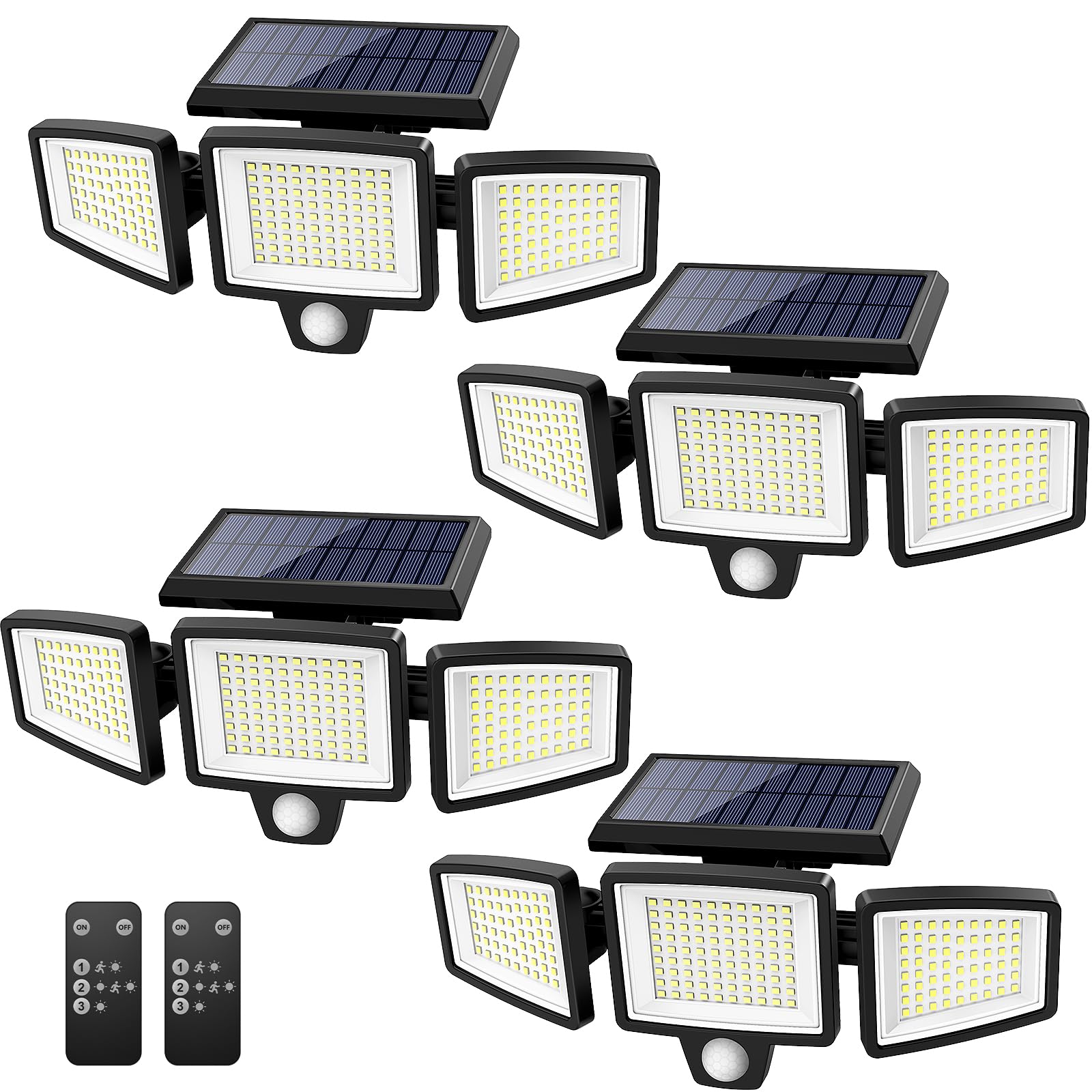 Photo 1 of Tuffenough Solar Security Lights, 2500LM, 210 LED, 3 Heads, 4 Pack