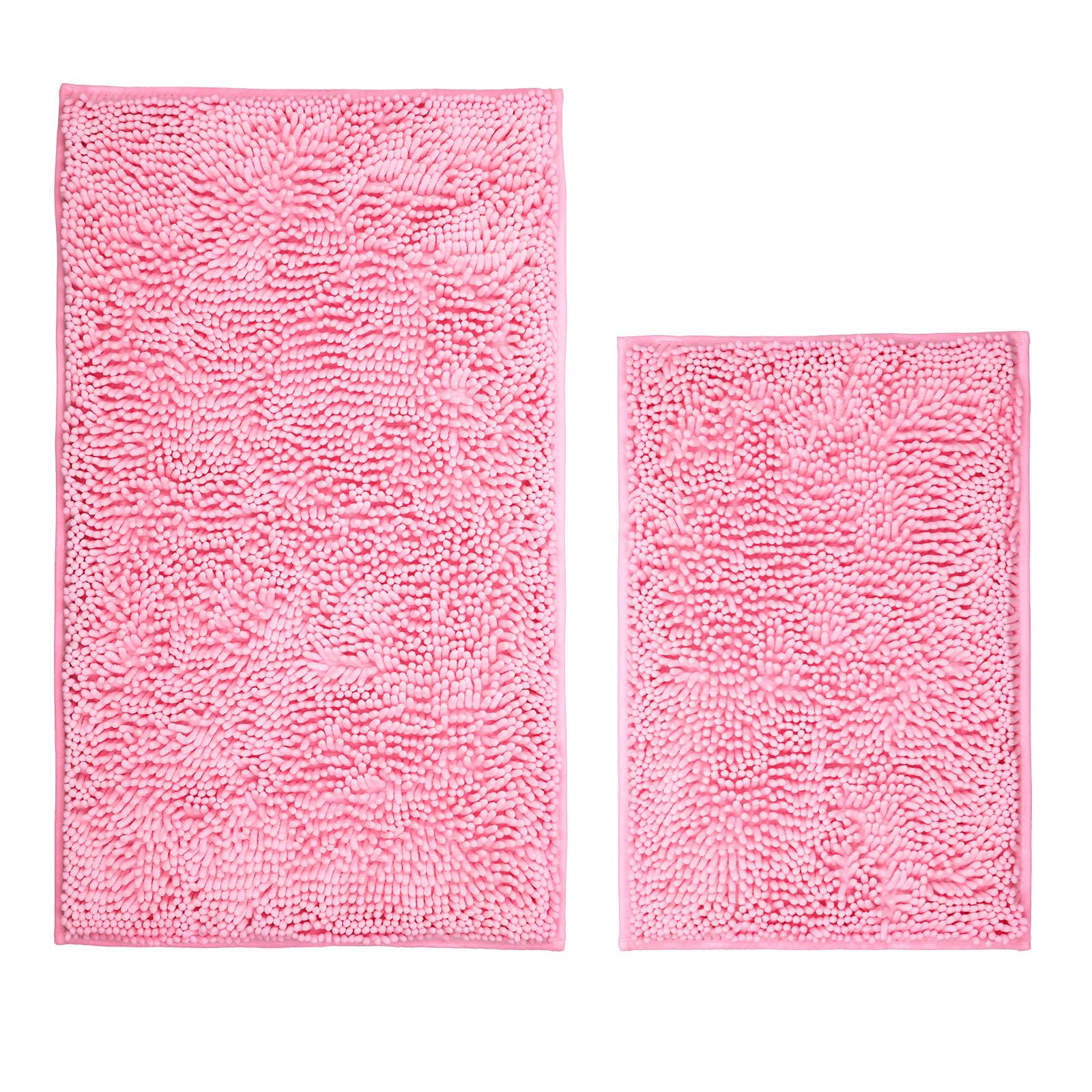 Xmecyino Bathroom Rugs Sets 2 Piece Washable, Luxury ，Chenille Bath Mat Set, Soft Plush Anti-Slip Rectangular Bath， Rug Super Absorbent. (Pink, 32"x20