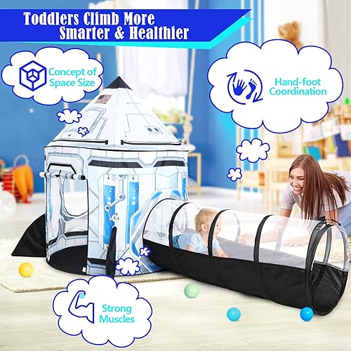 Miniatura 6 de Pozo de pelotas para niños para tienda de campaña 3 piezas de regalos para bebés con botón de rugido y linterna de proyección, tiendas de campaña