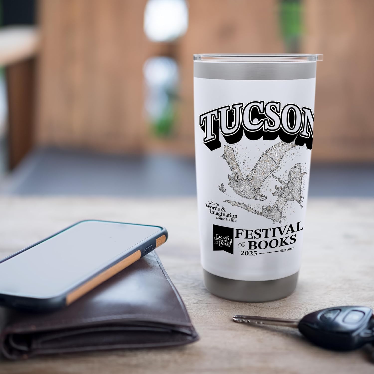 Tucson Festival of Books | Merch | TFOB 2025 | Criter Bat Stainless Steel Insulated Tumbler