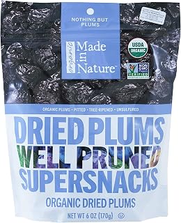 Made In Nature Organic Prunes (Dried Plums), 6oz - Certified Organic, Tree-Sweetened, Gluten-Free Snack
