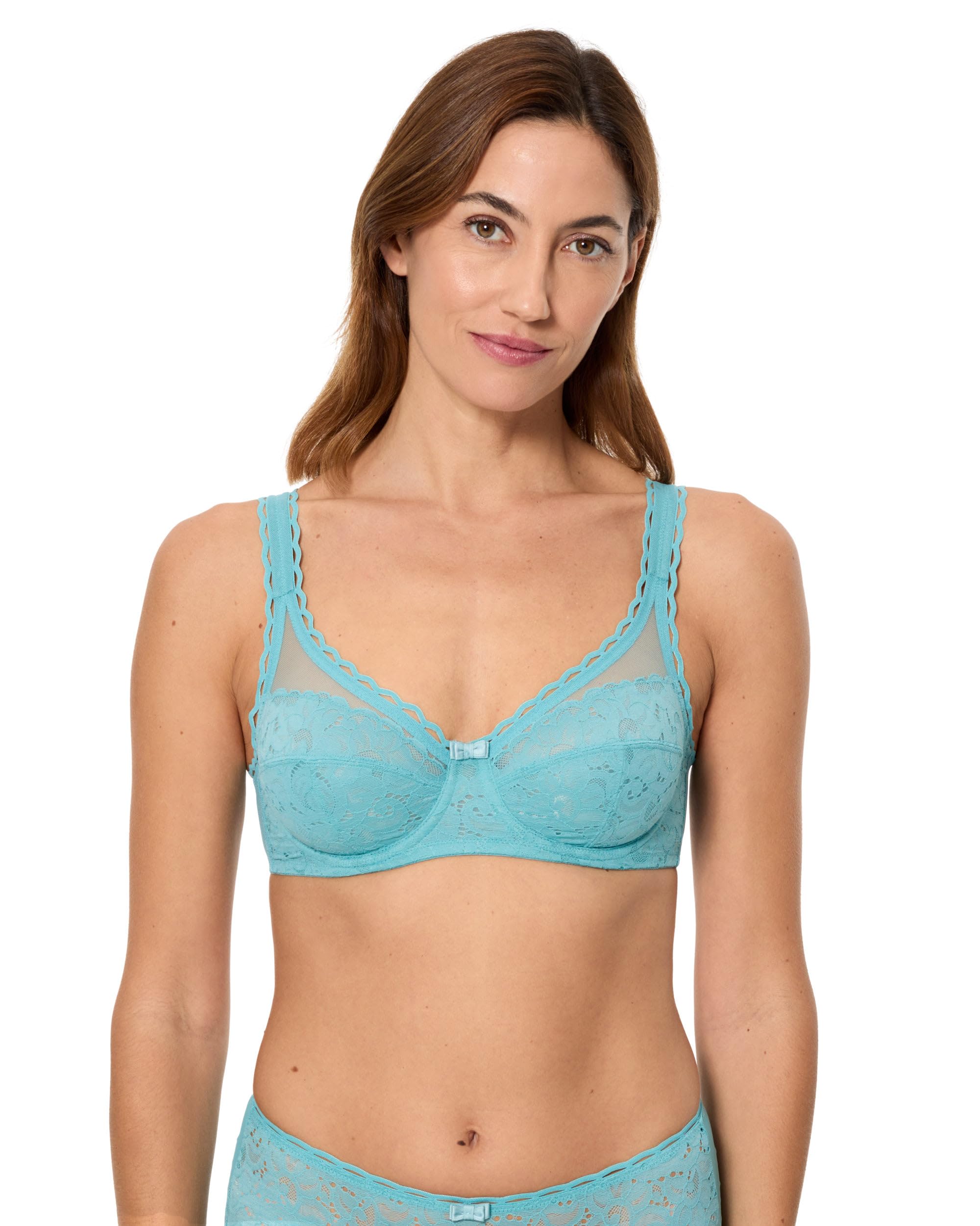 Playtex Bra Woman Playtex Classic Lace Support Recycled Underwire Bra x1, Blue, 36DD