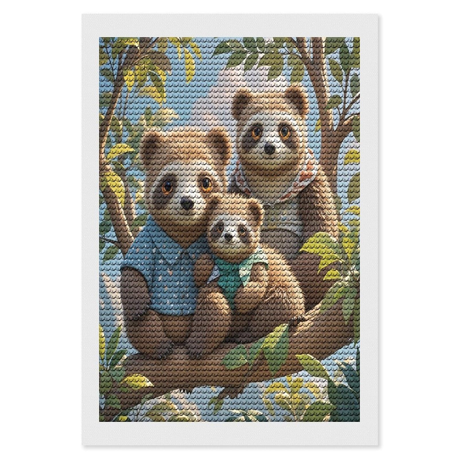 FekiLoot Sloth Family Diamond Painting Kits for Beginners DIY Diamond Art Kits for Adults Full Drill Round Diamond Dot Gem Art Painting Fun DIY Crafts for Home Kitchen Wall Decor Gift 8"x12"