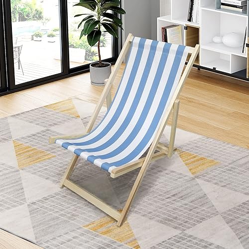 Miniatura 3 de MRFJZH Silla de playa de madera para exteriores, silla plegable compacta, respaldo reclinable ajustable con 4 posiciones, para patio trasero y