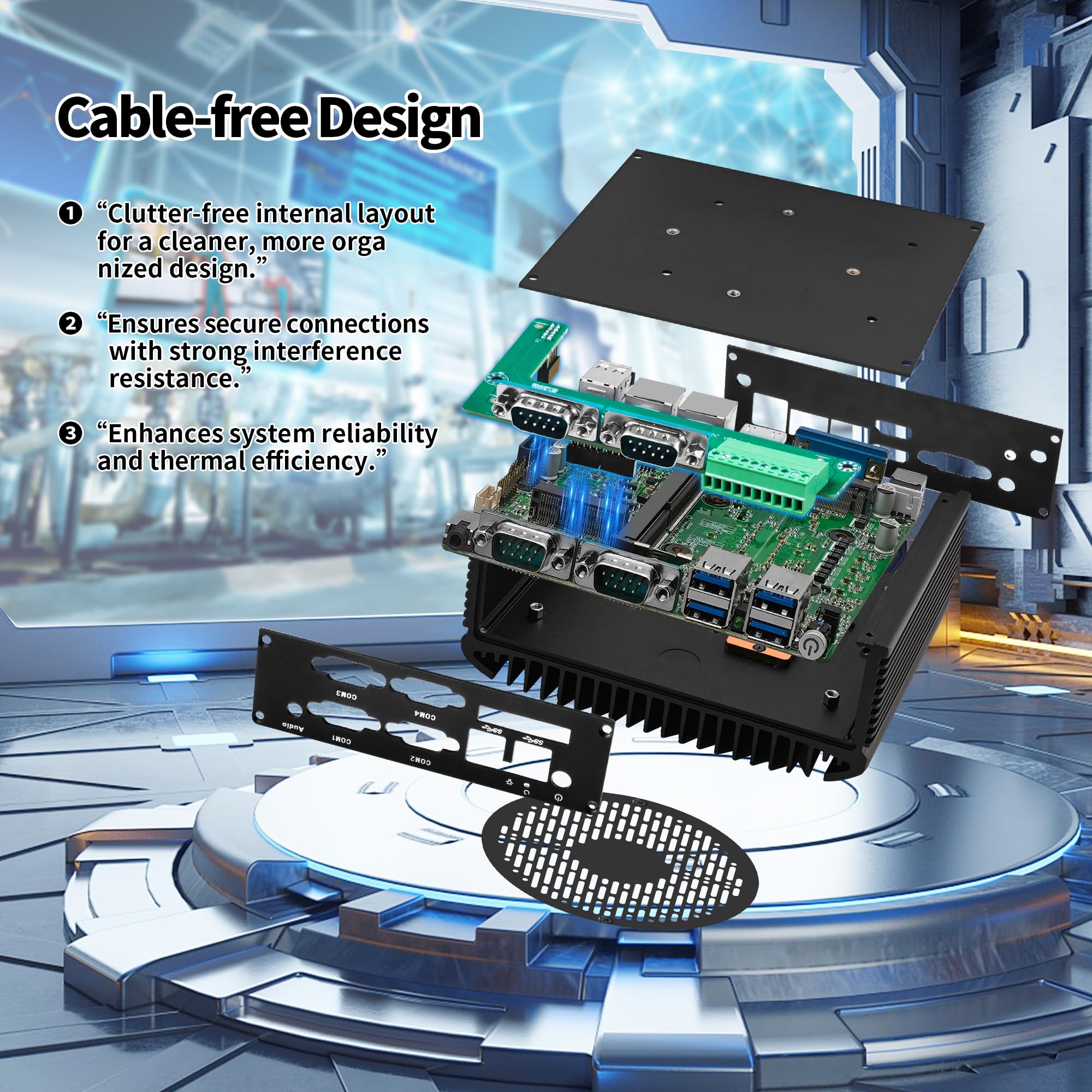 CWWK Mini PC Industriale, Micro Embedded PC Core i5-1235U, 4 Porte COM RS232/RS485, Dual Gigabit LAN, C12D Mini Computer, SIM, HD, VGA, GPIO, WiFi/BT, 8GB RAM 256GB NVMe SSD