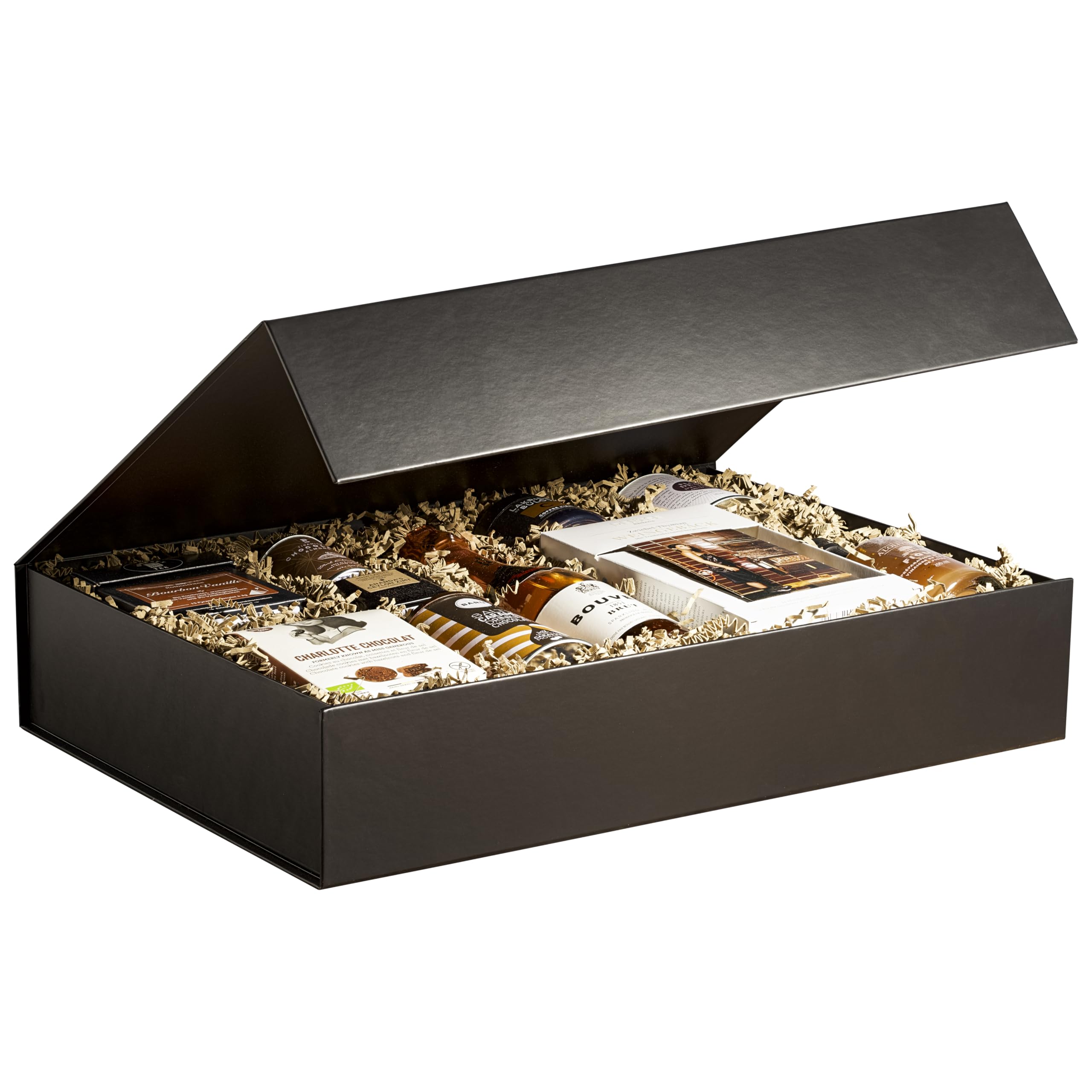 25x XXL Premium Magnetbox mit Deckel 50 x 35 x 10cm matt-schwarz, faltbar | Geschenkbox mit Magnet-Verschluss für Weihnachten, Geburtstag, Hochzeit Geschenk-Karton Präsentbox leer