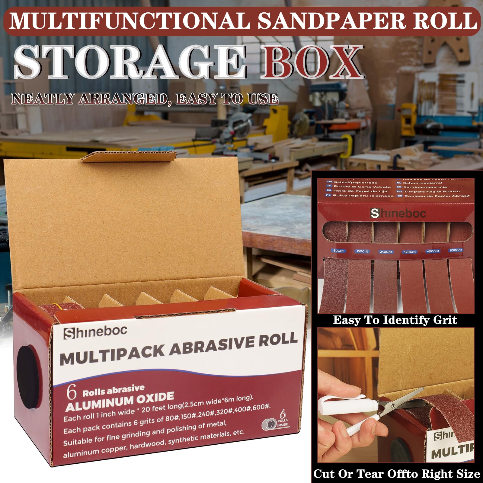 Rouleaux Papier Abrasif Grain 80-600 Papier Poncer Sec et Humide | 25 mm x 6 m pour la Réparation de Meubles en Bois le Ponçage de Métaux, le Polissage de Voitures