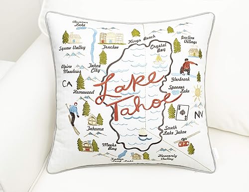 Miniatura 2 de DecorHouzz, fundas de almohada, bordadas con mapa de estadociudad, regalo de cumpleaños, aniversario, graduación, para nuevo hogar, 18 x 18