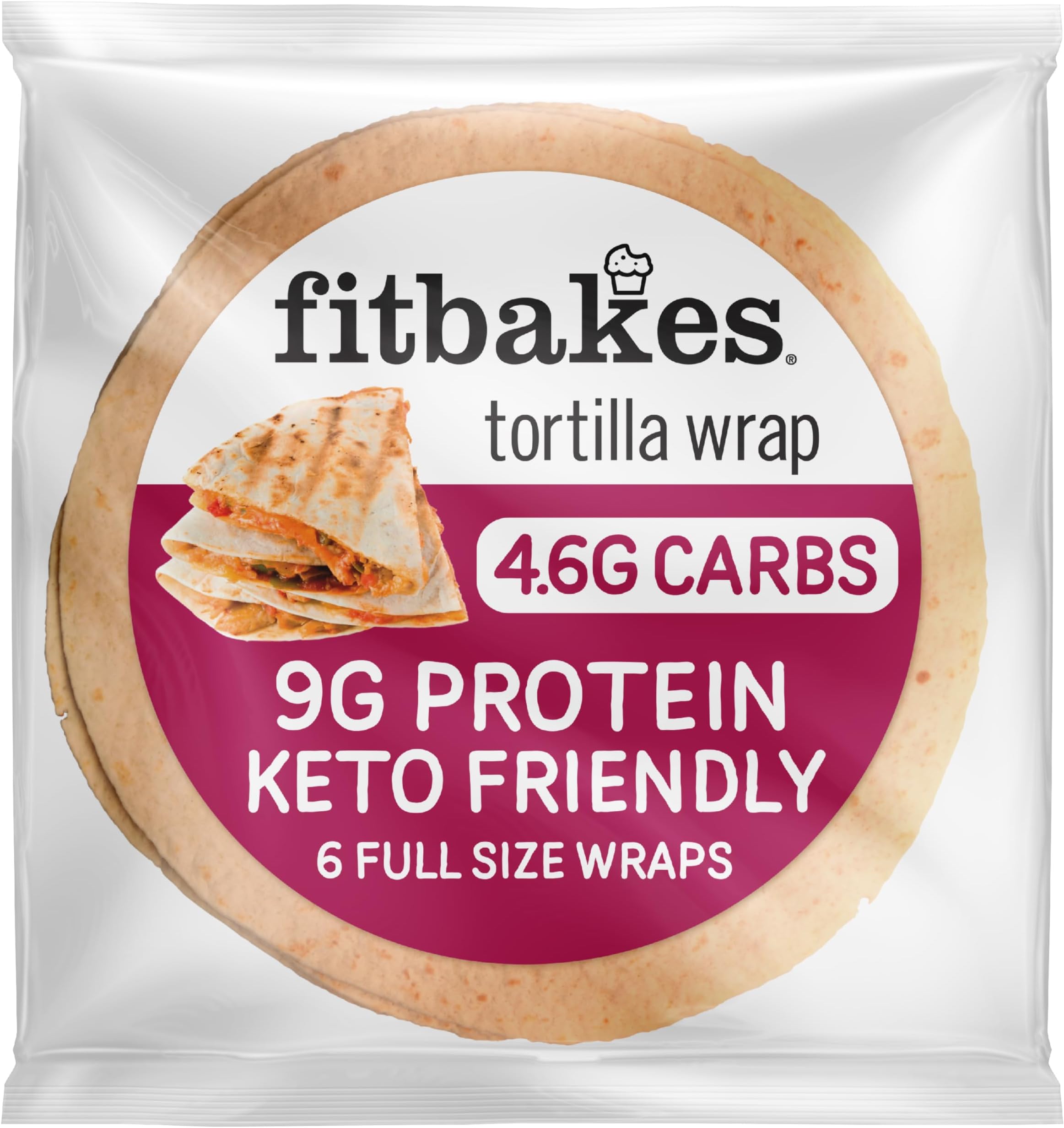 Fitbakes Low Carb Tortilla Wraps, 6x40g Full Size Keto Wraps, Low Net Carb, Low Carb Wraps, Keto Bread, Low Carb Bread, Keto Snacks, High Protein Bread, High Protein Snacks, Keto Food UK Fit Bake
