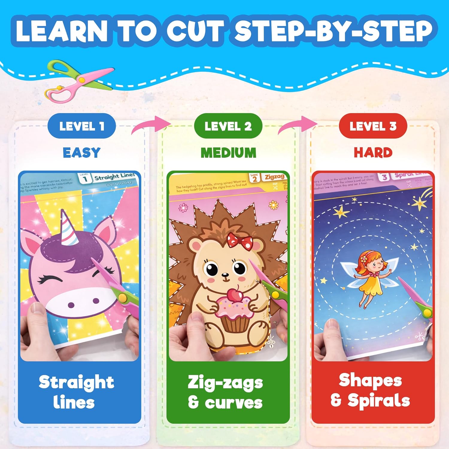 Doctor Jupiter Mega Scissor Skills - 50+ Crafts for Kids Ages 3-5 | Unicorn & Princess Toddler Crafts, Preschool Learning Activities - Safety Scissors Included | Fine Motor Skills Toys for 3,4,5 Olds