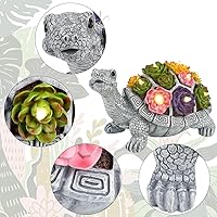 Vista 3 de FORUP Estatua de jardín de tortuga, figura de tortuga de resina, adornos de césped de jardín con luces LED solares para decoración de jardín al aire