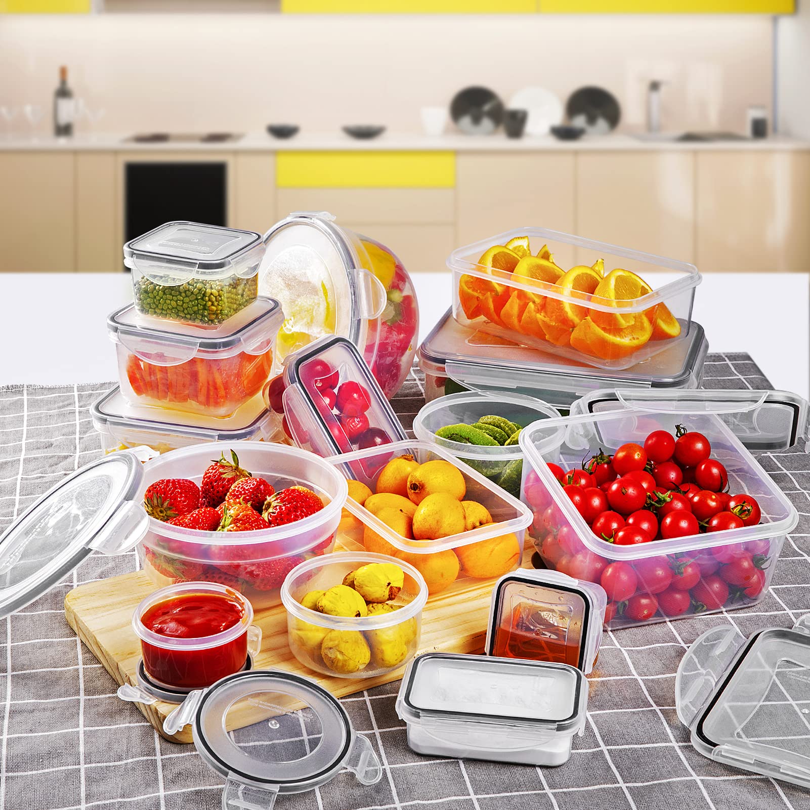 Jim's Store Set di Contenitori Ermetici 30 Pezzi, Contenitori per Alimenti (15 contenitori,15 coperchio) a Prova di Perdite Adatto per Cucina Frigo a Microonde