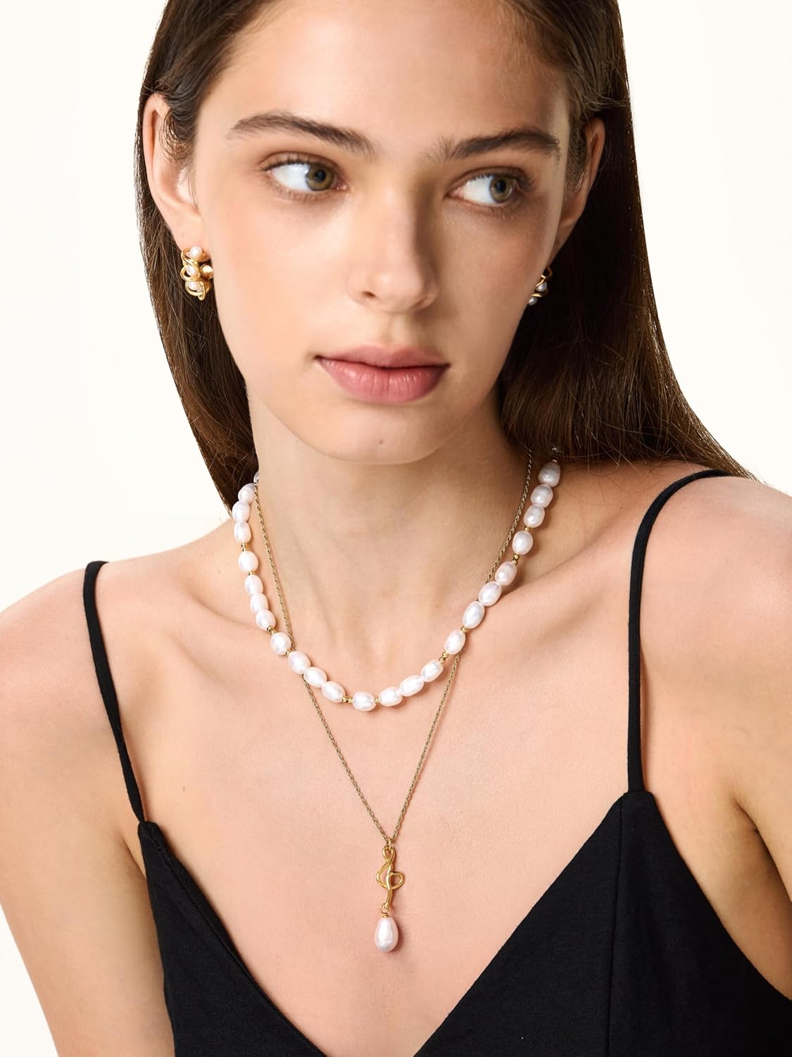 Gold Bead Baroque Pearl Necklace for Women, 8-12mm AAA Freshwater Pearls, 18K Gold PVD-Coated Adjustable Necklace, Trendy Jewelry - Image 2