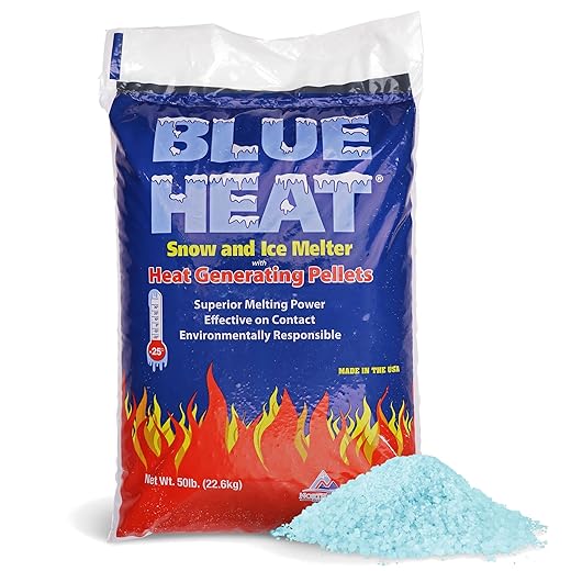 Seasonal Blue Heat Snow & Ice Melter, Heat-Generating Pellets, Non-Staining Melt, 50 Lb Bag - Pet-Friendly Ice Remover for Driveway, Concrete, Sidewalk, and Outdoor Spaces