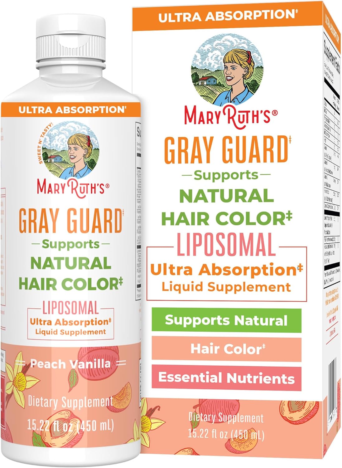 Product image of MaryRuth Organics Gray Guard Liposomal, Supports Natural Hair Color, with Copper & Pantothenic Acid, Holy Basil & Traditional Herbs, Vitamin E & Vitamin B for Overall Health, Ages 18+, 15.22 Fl oz