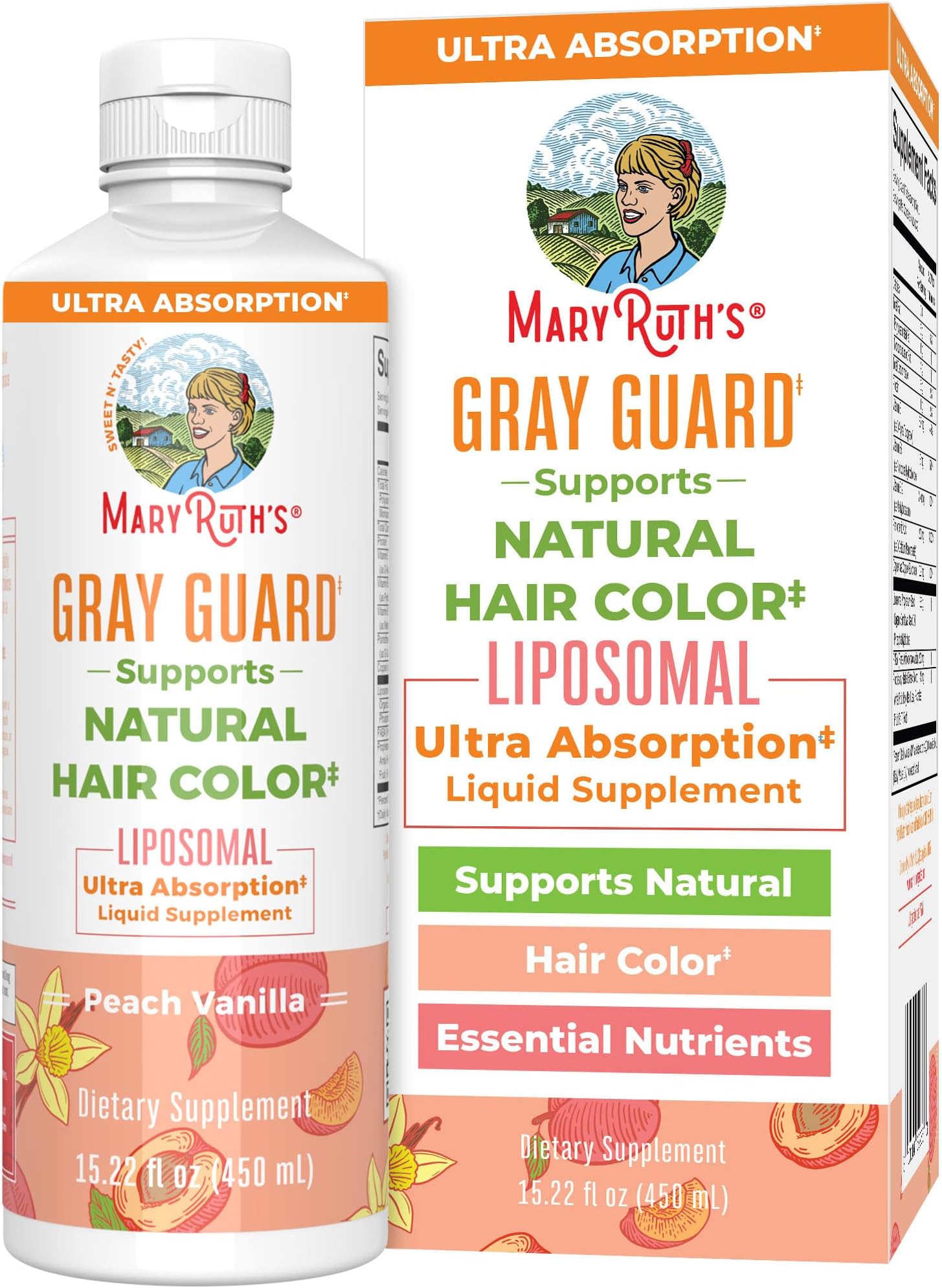 MaryRuth Organics Gray Guard Liposomal, Supports Natural Hair Color, with Copper & Pantothenic Acid, Holy Basil & Traditional Herbs, Vitamin E & Vitamin B for Overall Health, Ages 18+, 15.22 Fl oz