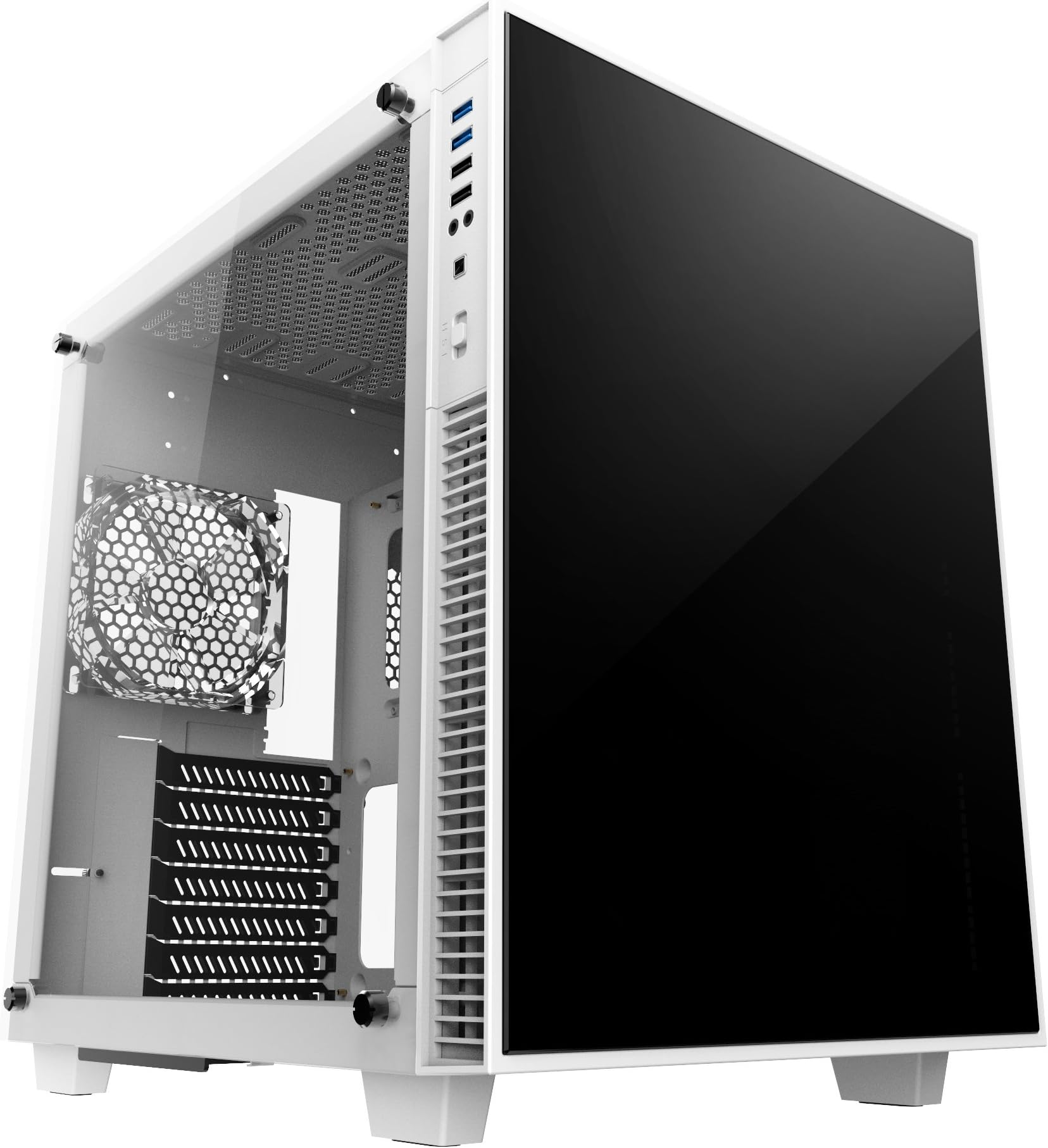 anidees AI-CL-Cube-W-LITE ATX Steel/Tempered Glass Cube PC Case Support E-ATX, 280/240 Radiator -Fan Less White (White)