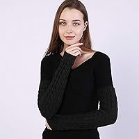 Vista 2 de Bellady Guantes de invierno para mujer, cálidos sobre el codo, guantes largos sin dedos con agujero para el pulgar, guantes de punto para calentar