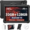 Tablet Android 16 de 10 pulgadas, 32GB RAM 128GB ROM, expansión 1TB | T7280 Octa-Core, batería de gran capacidad, doble cámara, WiFi 5G/2.4G, Bluetooth 5.0, GPS, Gemini AI, funda a prueba de golpes (Negro) 1