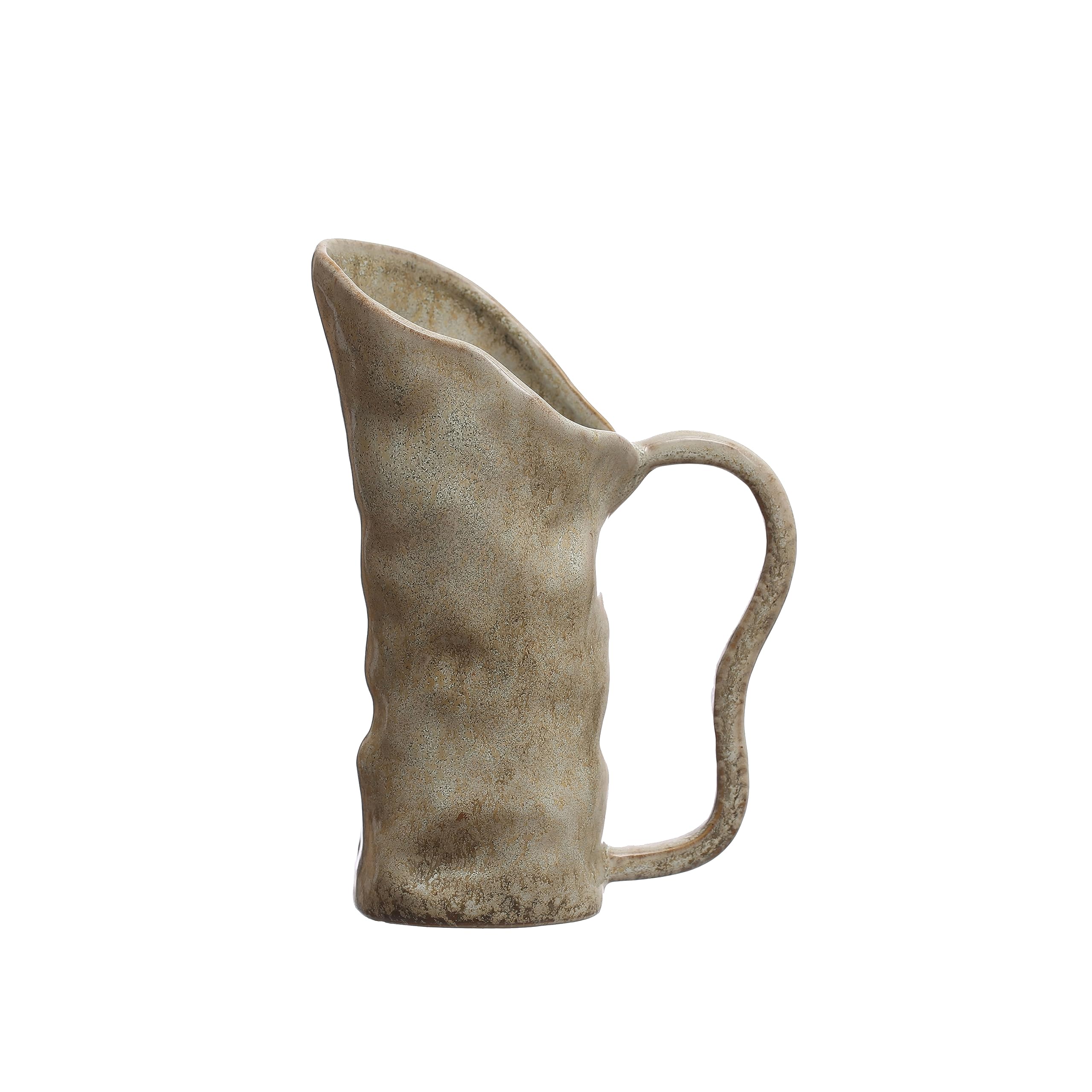 Organic Shaped Green Stoneware Pitcher - 7.5 inches - 12 oz - Bloomingville
