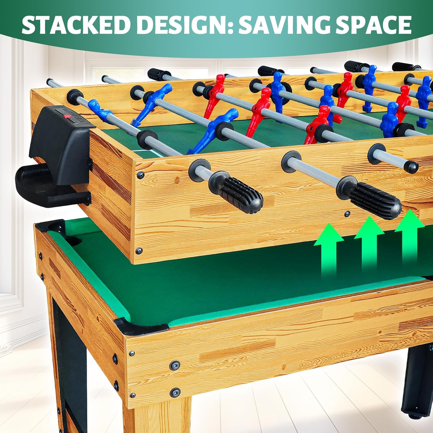 8-in-1 Combo Game Table Set for Home, Game Room, Friends & Family w/Hockey, Foosball, Pool, Shuffleboard, Ping Pong, Chess, Bowling, and Backgammon