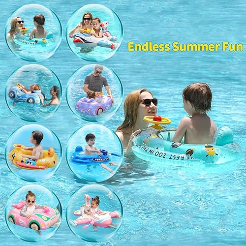 Vista 3 de Swimbobo - Flotador de piscina para niños pequeños con asiento, barco, coche inflable para niños, juguetes al aire libre