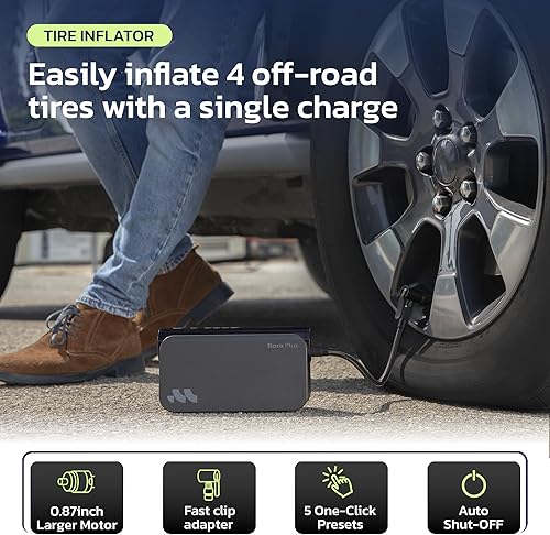 Miniatura 4 de Woowind Arrancador de salto con compresor de aire 3 en 1 amplificador de batería de automóvil, banco de energía de 65 W, inflador de neumáticos