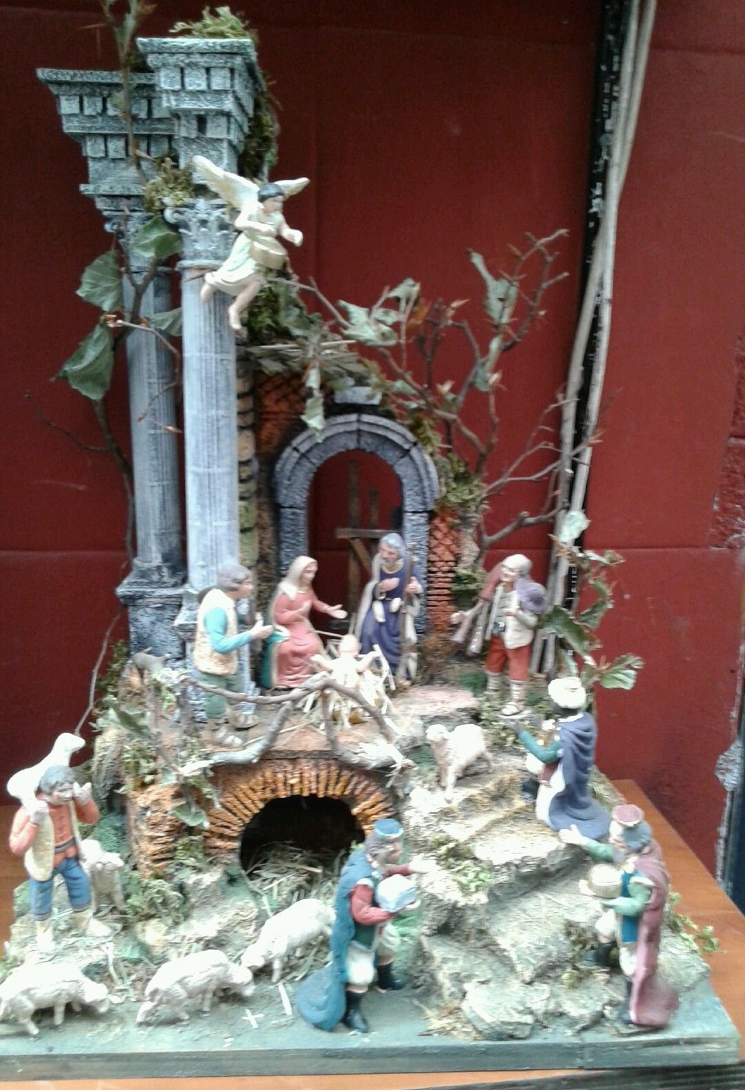 Presepe completo sughero e legno napoletano tempio per pastori 10, 12 cm crib 30x25 cm alto 50cm senza pastori statuine presepe ricevi un portachiavi S.G. ARMENO ARTIGIANALI shepherds crib nic 30