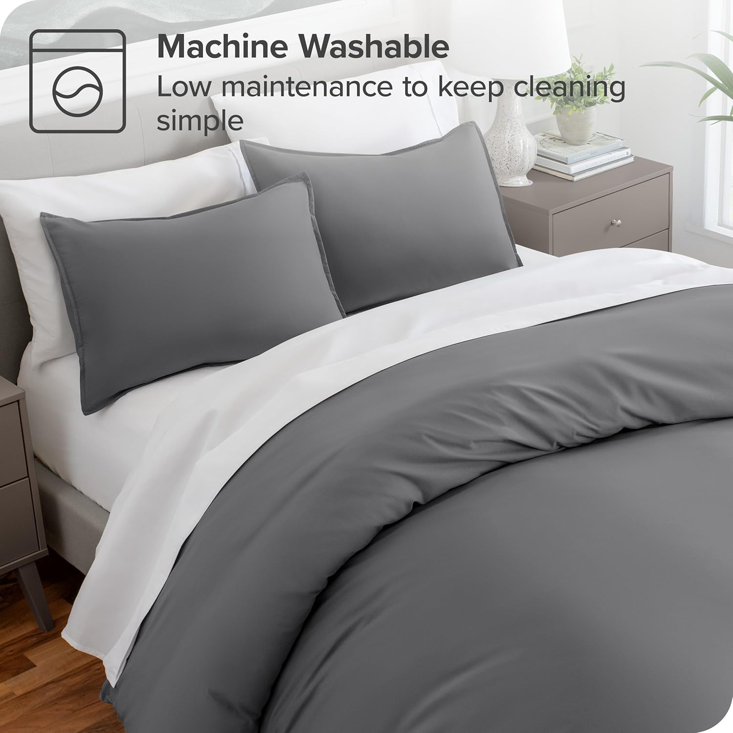 Bare Home Luxury 4 Piece Duvet Insert + Duvet Cover Set - Premium 1800 Ultra-Soft Brushed Microfiber - Easy Care (King, Grey)