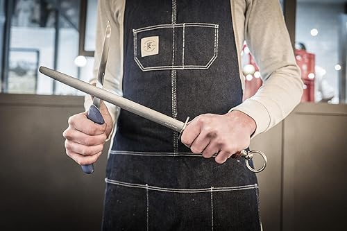 Miniatura 2 de F. DICK DICKORON Classic Sharpening Steel Oval Sapphire Corrugation - Afilador de cuchillos con 11.8" de longitud y 65 HRC - Varilla de afilar