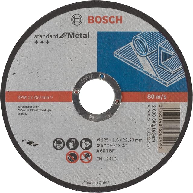 Bosch Professional Tarcza tnąca prosta standard do metalu (do stali, Ø 125 x 1,6 mm, akcesoria do szlifierek kątowych)