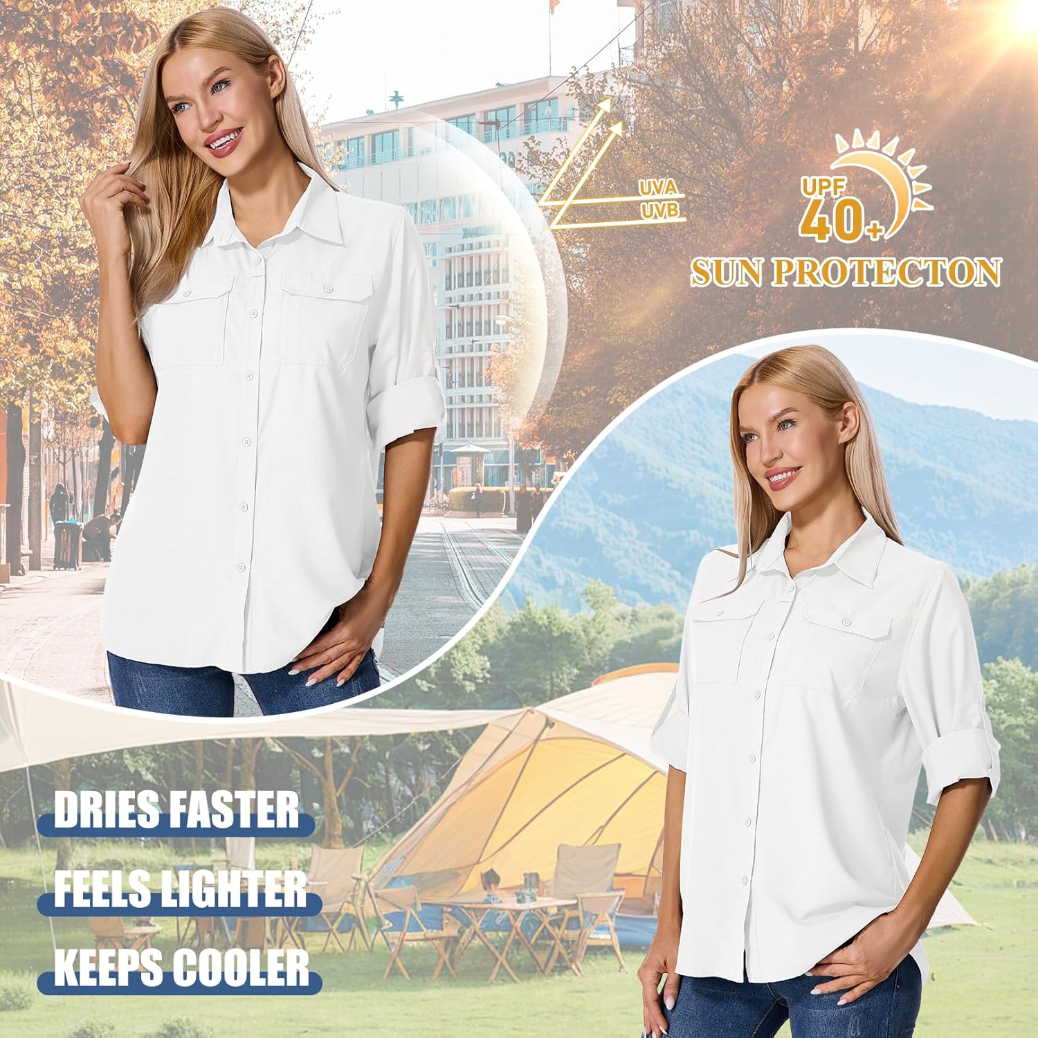 Jessie Kidden Womens UPF 50+ UV Sun Protection Safari Shirts Long Sleeve Outdoor Cool Quick Dry Fishing Hiking Shirts - Image 7