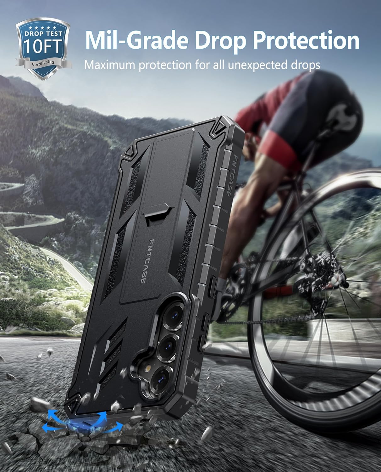 FNTCASE for Samsung Galaxy S25 Case: Military Grade Drop Proof Protection Cover with Kickstand | Matte Textured Rugged Shockproof TPU | Protective Sturdy Phone Case - 6.2 inch Black - Image 2