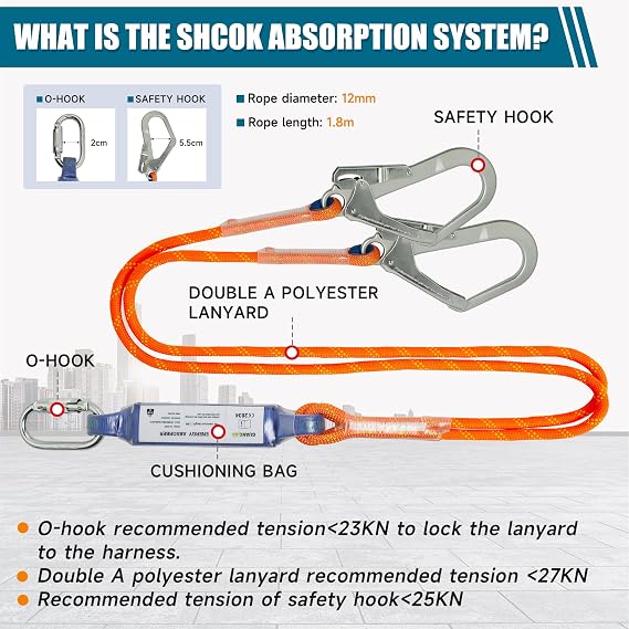 Adjustable Full Body Safety Harness for working at heights construction CE | Heavy Duty Webbing,Versatile Use :High strength polyester with reinforced stitching for fall arrest work and climbing