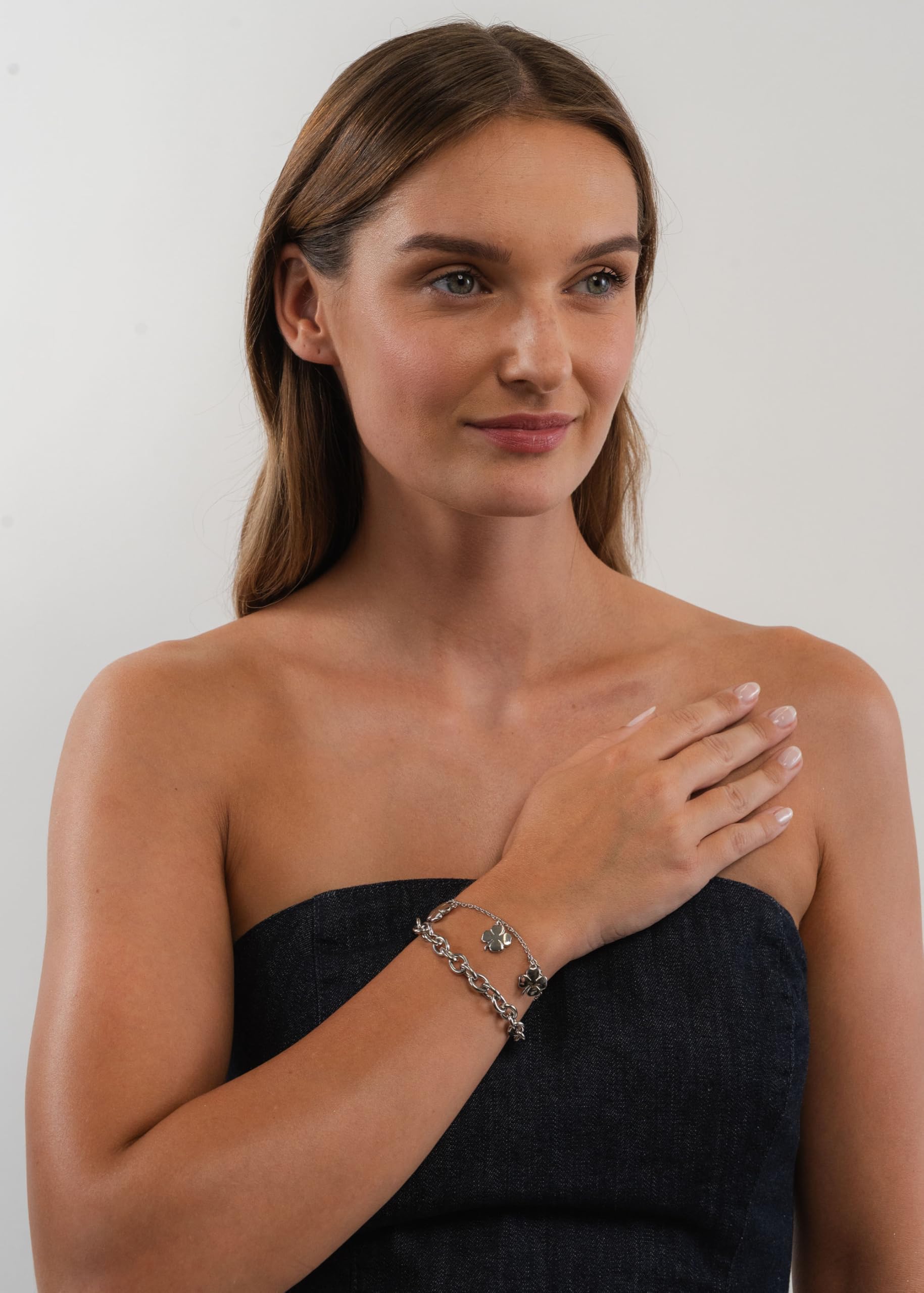 Purelei Luck Clover Armband – auffälliges doppelreihiges Design mit grober Gliederkette & Kleeblatt-Elementen – Edelstahl, 14K vergoldet, 18K rosévergoldet oder silberfarben – wasserfest